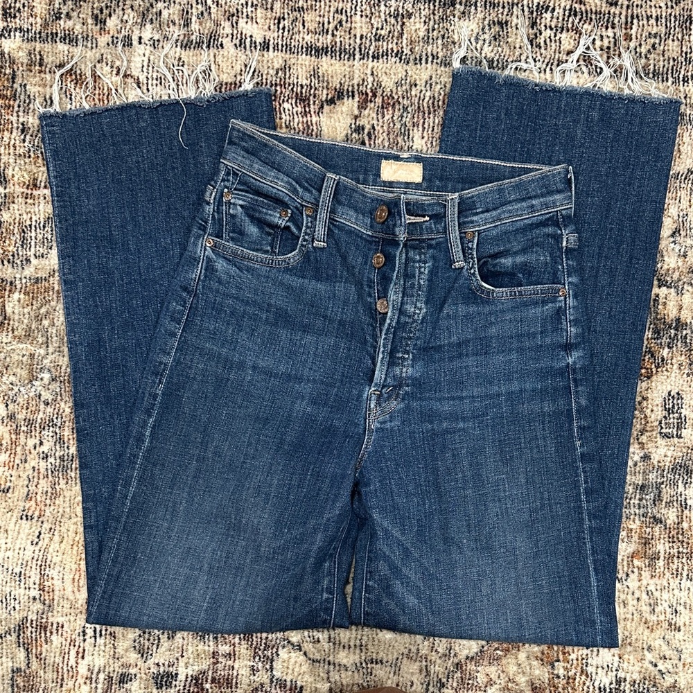 MOTHER Women Jeans Straight Leg - Dark Blue Denim